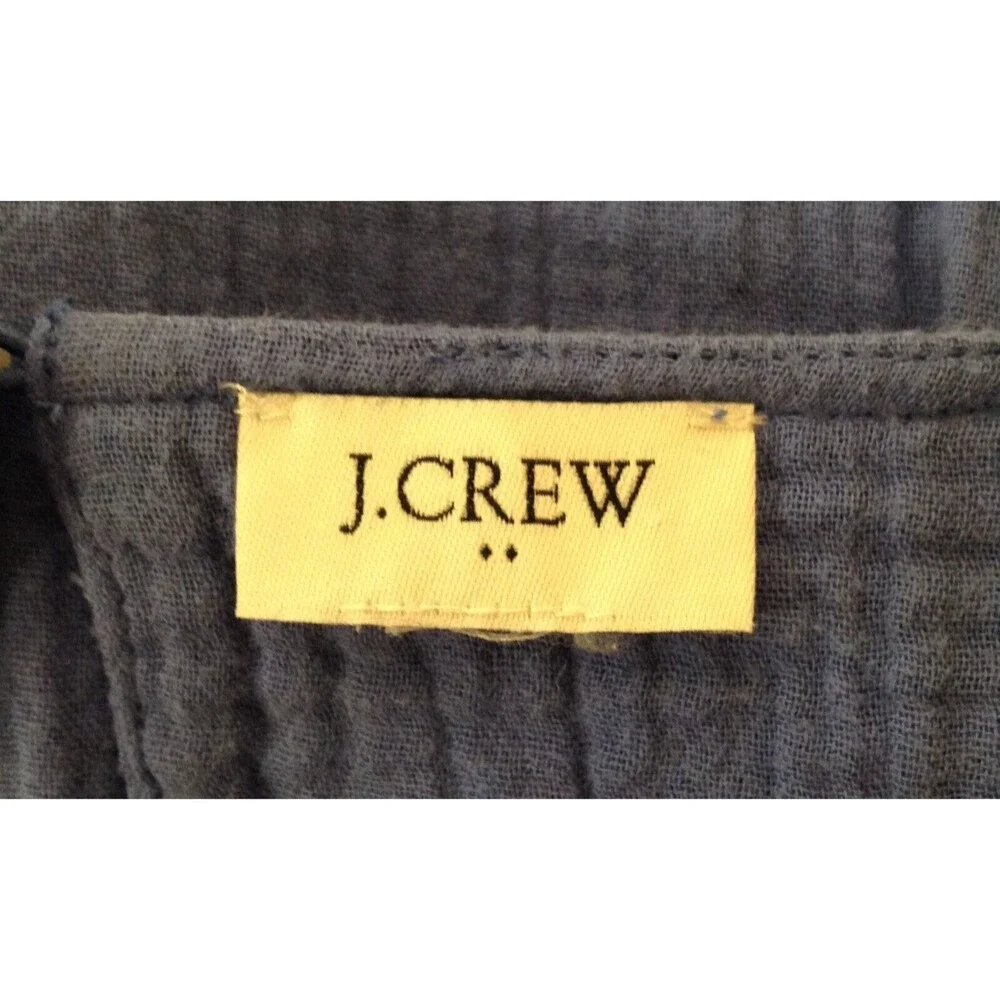 J.Crew Dress Wn L Blue Babydoll Tiered Ruffled Pockets Peasant Milkmaid Cottage - Picture 10 of 11